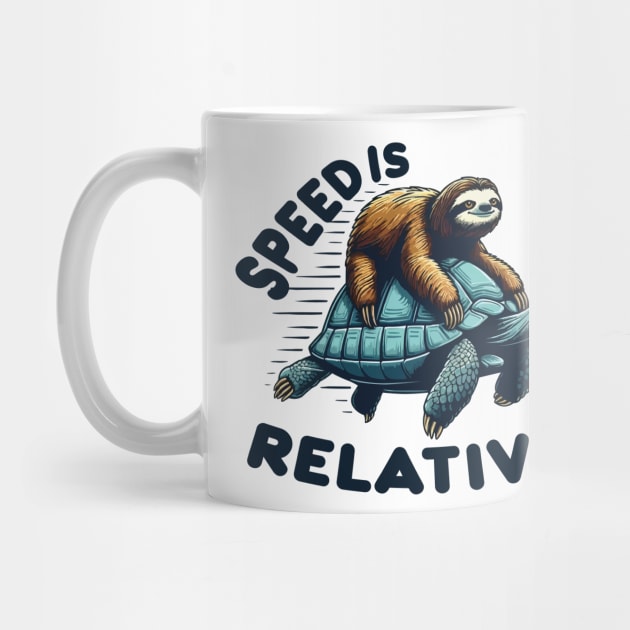 Funny Vintage Sloth Riding Tortoise Speed is Relative by CoolQuoteStyle